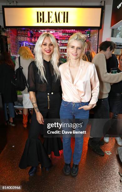 Lou Teasdale and Alex Brownsell attend the launch of Bleach London's new makeup and hair collections on July 13, 2017 in London, England.