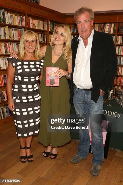 Frances Cain, Emily Clerkson and Jeremy Clarkson attend the launch of Emily Clarkson's first book 'Can I Speak to Someone in Charge?' at Daunt Books...