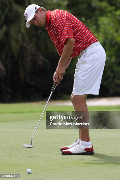 Chase Ibbotson of Florida Southern College putts during individual play at the DII Championship held at the Reunion Resort on May 24, 2017 in...