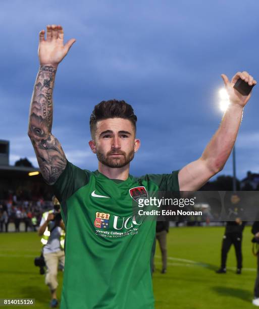 Cork , Ireland - 13 July 2017; Sean Maguire of Cork City acknowledges the supporters after his last home game for the club after the UEFA Europa...
