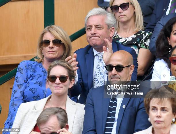 Sally Bercow and John Bercow attend day ten of the Wimbledon Tennis Championships at the All England Lawn Tennis and Croquet Club on July 13, 2017 in...