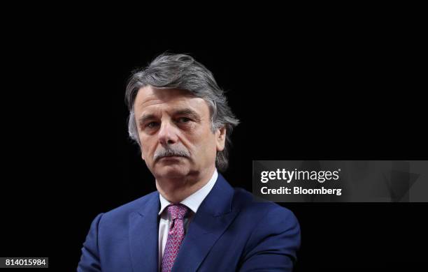 Ralf Speth, chief executive officer of Jaguar Land Rover Plc, a unit of Tata Motors Ltd., pauses while speaking with guests during the launch of the...