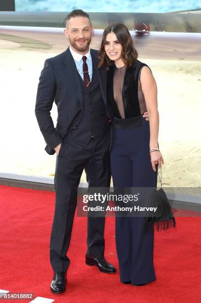 Tom Hardy and Charlotte Riley attend the 'Dunkirk' World Premiere at Odeon Leicester Square on July 13, 2017 in London, England.