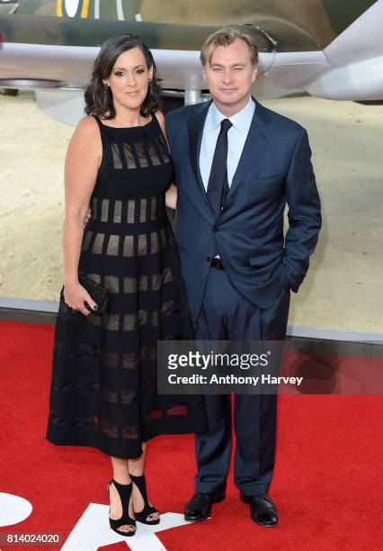Emma Thomas and Christopher Nolan attend the 'Dunkirk' World Premiere at Odeon Leicester Square on July 13, 2017 in London, England.