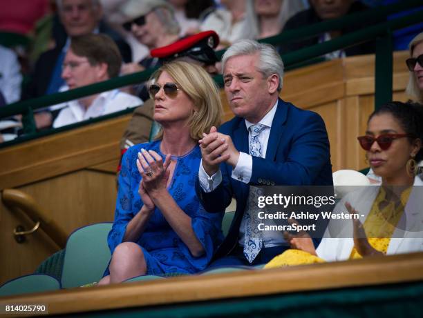 John Bercow - Speaker of the House of Commons - in the Royal Box on Day 10 with his wife Sally at Wimbledon on July 13, 2017 in London, England.
