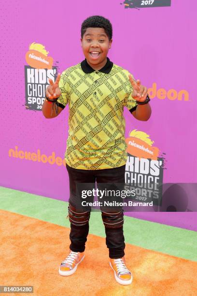 Actor Benjamin Flores Jr. Attends Nickelodeon Kids' Choice Sports Awards 2017 at Pauley Pavilion on July 13, 2017 in Los Angeles, California.