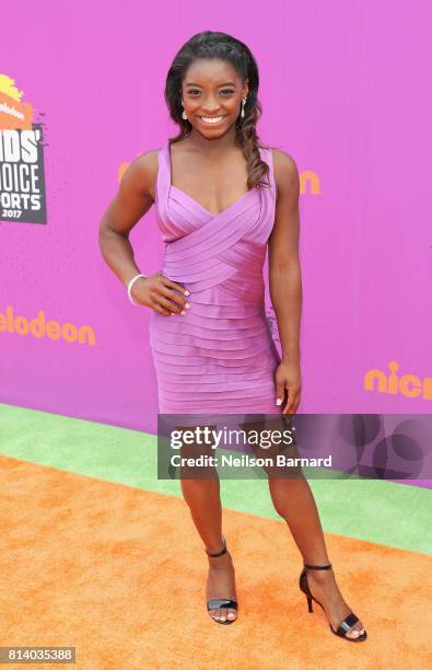 Olympic gymnast Simone Biles attends Nickelodeon Kids' Choice Sports Awards 2017 at Pauley Pavilion on July 13, 2017 in Los Angeles, California.