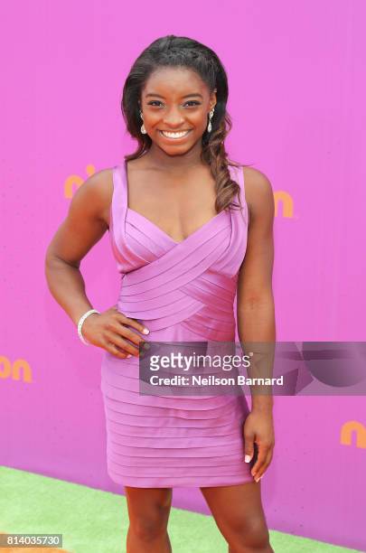 Olympic gymnast Simone Biles attends Nickelodeon Kids' Choice Sports Awards 2017 at Pauley Pavilion on July 13, 2017 in Los Angeles, California.