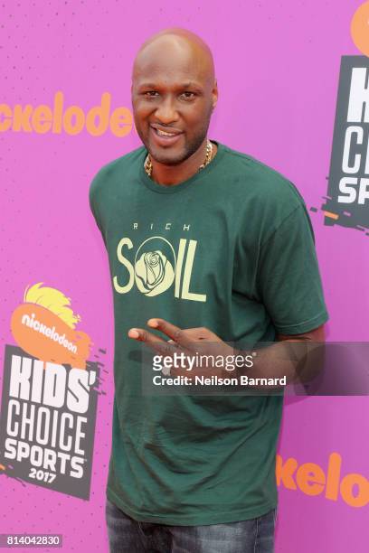 Former NBA player Lamar Odom attends Nickelodeon Kids' Choice Sports Awards 2017 at Pauley Pavilion on July 13, 2017 in Los Angeles, California.