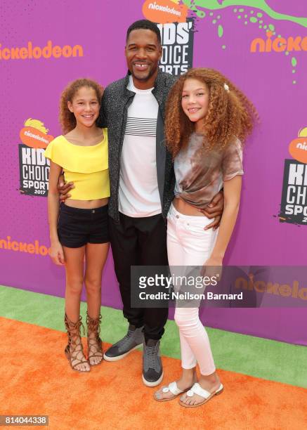 Sophia Strahan, Michael Strahan and Isabella Strahan attend Nickelodeon Kids' Choice Sports Awards 2017 at Pauley Pavilion on July 13, 2017 in Los...