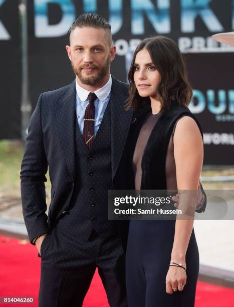 Tom Hardy and Charlotte Riley arriving at the "Dunkirk" World Premiere at Odeon Leicester Square on July 13, 2017 in London, England.