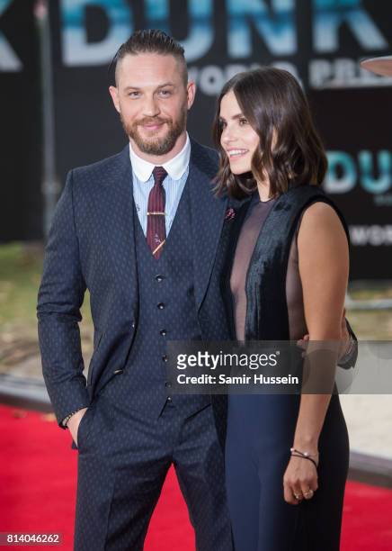 Tom Hardy and Charlotte Riley arriving at the "Dunkirk" World Premiere at Odeon Leicester Square on July 13, 2017 in London, England.