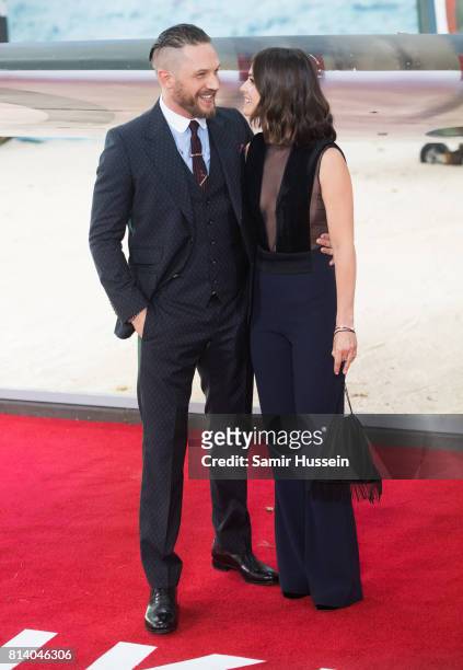 Tom Hardy and Charlotte Riley arriving at the "Dunkirk" World Premiere at Odeon Leicester Square on July 13, 2017 in London, England.