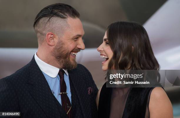 Tom Hardy and Charlotte Riley arriving at the "Dunkirk" World Premiere at Odeon Leicester Square on July 13, 2017 in London, England.