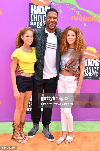 Sophia Strahan, Michael Strahan and Isabella Strahan attend Nickelodeon Kids' Choice Sports Awards 2017 at Pauley Pavilion on July 13, 2017 in Los...