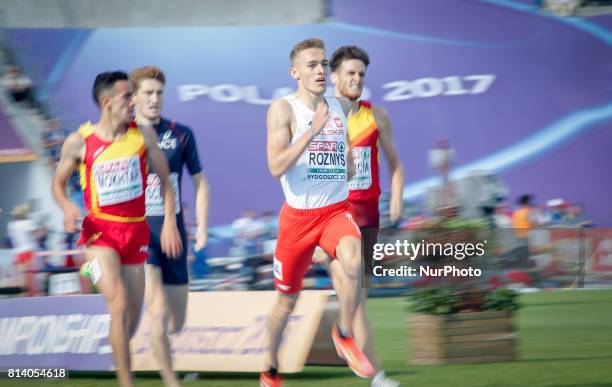 Michal Rozmys of Poland is seen competing in the 1500 meter mens race at the U23 European Atheltics Championships on 13 July, 2017.