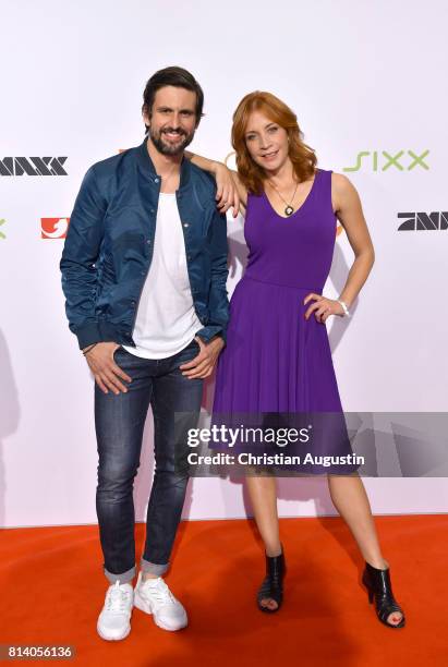 Tom Beck and Annika Ernst attend the program presentation of the television channel ProSiebenSat.1 on July 13, 2017 in Hamburg, Germany.