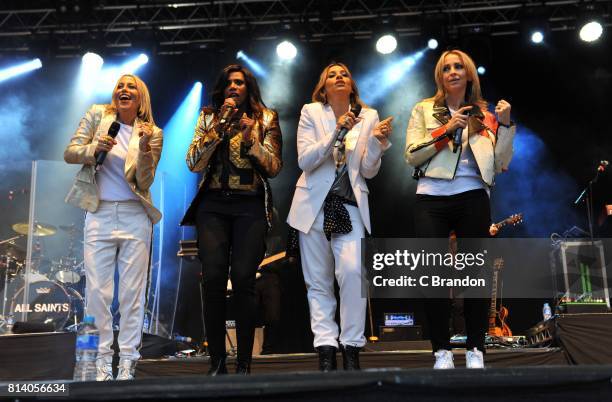 Melanie Blatt, Nicole Appleton, Natalie Appleton and Shaznay Lewis of All Saints perform on stage during Day 3 of Kew the Music at Kew Gardens on...