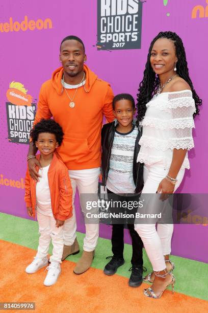 Player Andrew Hawkins , Markisha Thomas and guests attend Nickelodeon Kids' Choice Sports Awards 2017 at Pauley Pavilion on July 13, 2017 in Los...