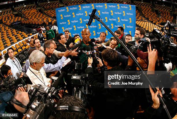 Ray Allen of the Boston Celtics during media availability of the 2008 NBA Finals on June 4, 2008 at the TD Banknorth Garden in Boston, Massachusetts....