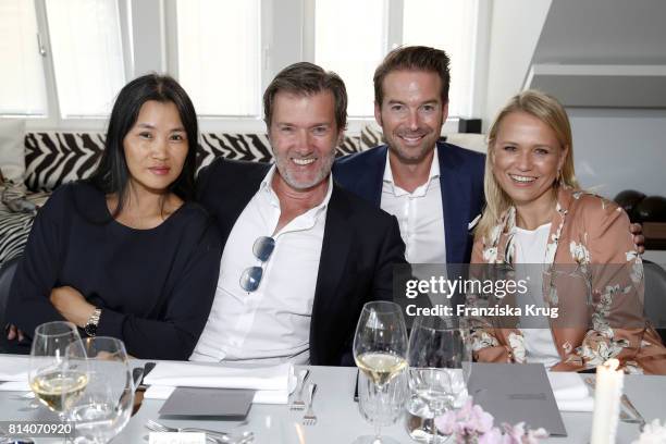 Hayah Juergens, John Juergens, Sebastian Hoeffner and Nova Meierhenrich during the Clos19 dinner on July 13, 2017 in Munich, Germany.