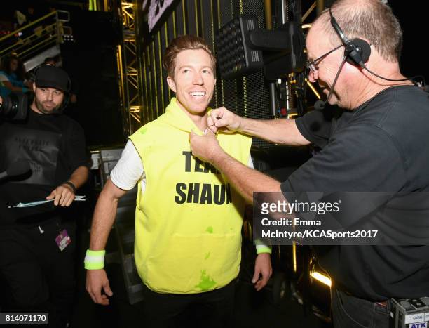 Professional snowboarder Shaun White after participating in a competition during Nickelodeon Kids' Choice Sports Awards 2017 at Pauley Pavilion on...