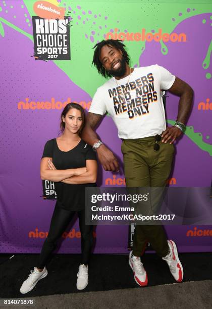 Olympic gymnast Aly Raisman and NBA player DeAndre Jordan attend Nickelodeon Kids' Choice Sports Awards 2017 at Pauley Pavilion on July 13, 2017 in...