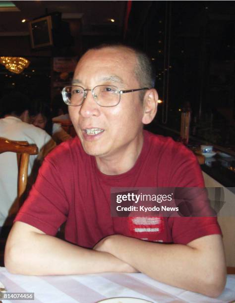 File photo taken in 2005 shows Chinese dissident Liu Xiaobo giving an interview. Liu, who was detained and imprisoned numerous times for his advocacy...