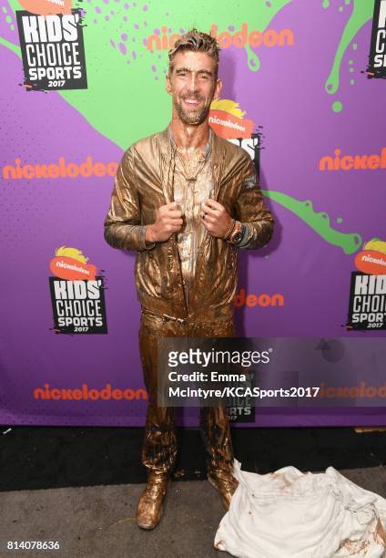 Honoree Michael Phelps, recipient of the Legend Award, attends Nickelodeon Kids' Choice Sports Awards 2017 at Pauley Pavilion on July 13, 2017 in Los...