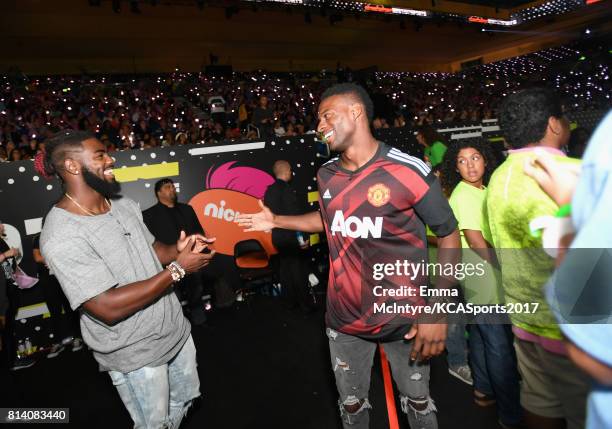 Players Landon Collins and Emmanuel Sanders attend Nickelodeon Kids' Choice Sports Awards 2017 at Pauley Pavilion on July 13, 2017 in Los Angeles,...