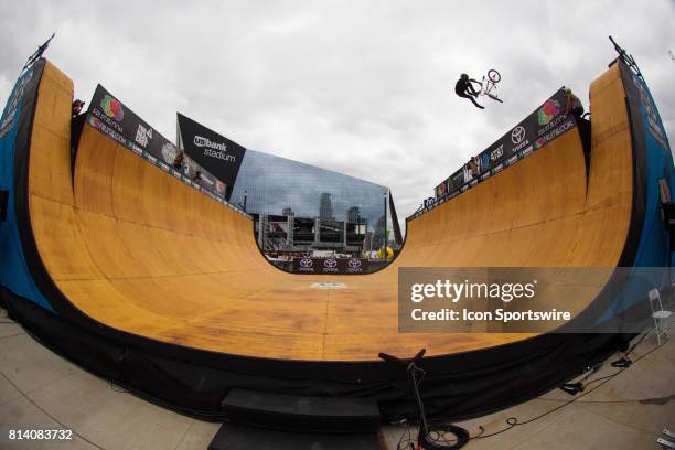 General view of the half pipe for BMX and skateboarding during the X Games on July 13, 2017 at U.S. Bank Stadium in Minneapolis, Minnesota.