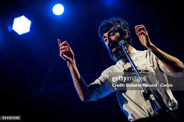 Rome , Italy July 11 : american singer Devendra Banhart performs at Teatro Romano di Ostia Antica on July 11, 2017 in Rome, Italy.
