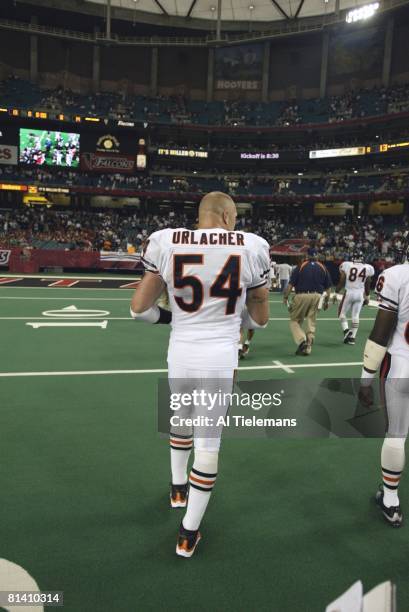 Football: Chicago Bears Brian Urlacher leaving field after game vs Atlanta Falcons, Atlanta, GA 9/15/2002