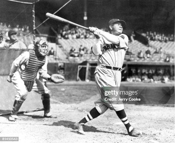 Babe Ruth Breaking Bat Boston Braves Babe Ruth in action, at bat during batting practice ...