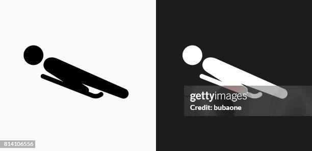 luge icon on black and white vector backgrounds - different races stock illustrations