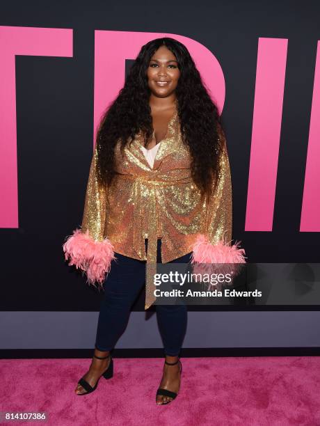 Recording artist Lizzo arrives at the premiere of Universal Pictures' "Girls Trip" at the Regal LA Live Stadium 14 on July 13, 2017 in Los Angeles,...