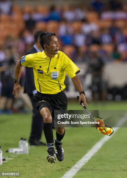 Side judge runs along the pitch during the CONCACAF Gold Cup Group A match between Honduras and French Guiana on July 11, 2017 at BBVA Compass...
