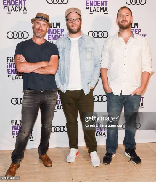 Executive producers/writers Sam Catlin, Seth Rogen and Evan Goldberg attend Film Independent at LACMA special screening of 'Preacher' at Bing Theatre...