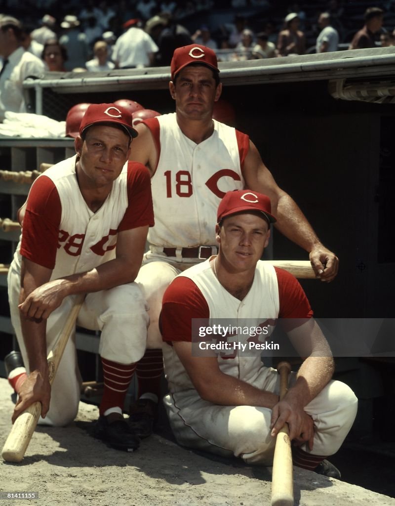 Cincinnati Reds Wally Post, Ted Kluszewski, and Gus Bell