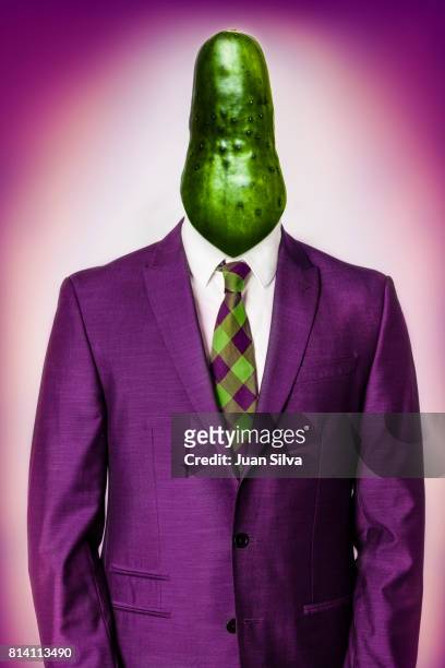 cucumber head - purple suit stock pictures, royalty-free photos & images