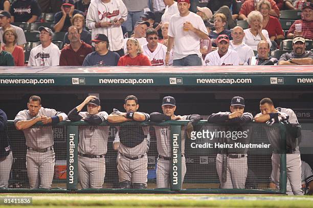 Baseball: ALDS Playoffs, New York Yankees Alex Rodriguez , Doug Mientkiewicz , Jorge Posada , Don Mattingly , manager Joe Torre , and Derek Jeter...