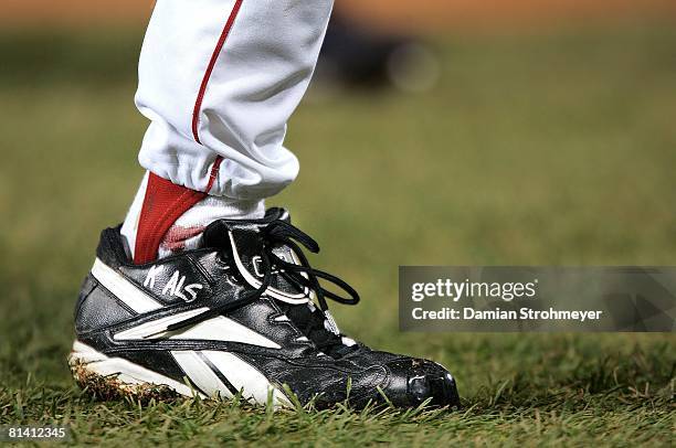 Baseball: World Series, Closeup of Boston Red Sox Curt Schilling's ankle with injury, bleeding during game vs St, Louis Cardinals, Boston, MA