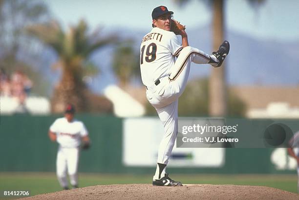 Baseball: San Francisco Giants Dave Righetti in action during spring training, Palm Springs, FL 3/24/1991