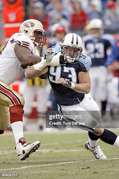 Football: Tennessee Titans Kyle Vanden Bosch in action vs San Francisco 49ers, Nashville, TN