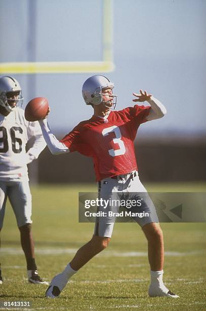 Football: Oakland Raiders QB Jeff George in action during mini camp, Oakland, CA 6/6/1997