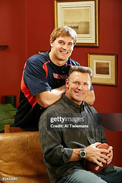 Football: Casual portrait of NFL prospect and former Virginia defensive end Chris Long with his father, former NFL player and Hall of Famer Howie...