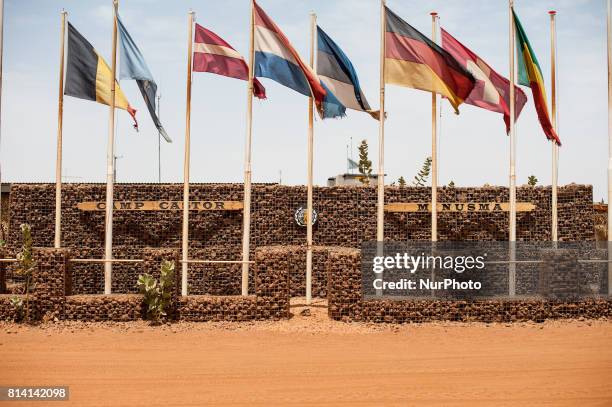 Flags of several countries in front of 'Camp Castor', in Gao, Mali, 19 May 2017. Members of the German armed forces have been deployed to the region...