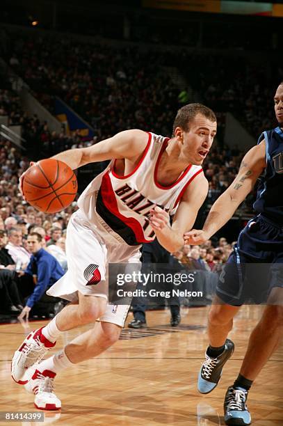 Basketball: Portland Trail Blazers Sergio Rodriguez in action vs Utah Jazz, Portland, OR 1/5/2008