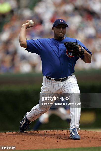 Baseball: Chicago Cubs Carlos Zambrano in action, pitching vs St, Louis Cardinals, Chicago, IL 7/30/2006