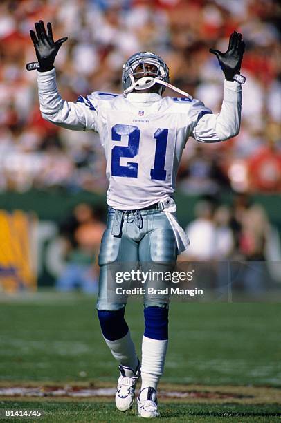 Football: Dallas Cowboys Deion Sanders during game vs San Francisco 49ers, San Francisco, CA 11/8/1997